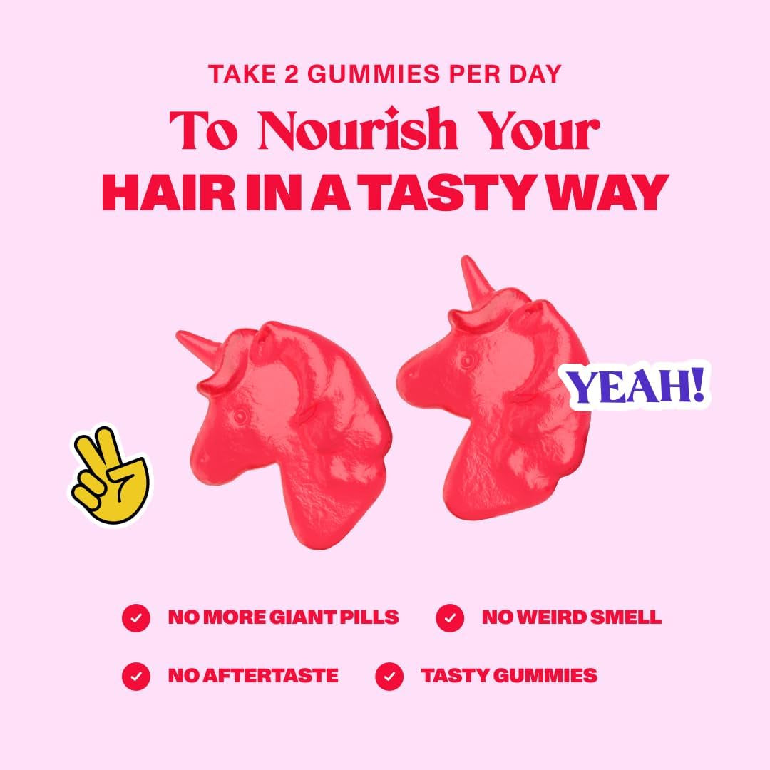 Hair Gummies for Faster Hair Growth Vitamins for Women & 5000 MCG Non-Gmo Vegan Biotin Gummies - Hair Skin and Nails Gummie - Hair Growth & Hair Skin and Nails Vitamins (2Pack)