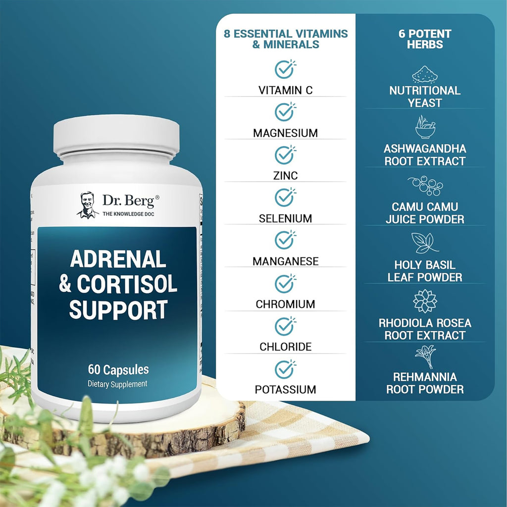 Dr. Berg Adrenal & Cortisol Support - Improve Mood, Stress Relief - Ashwagandh